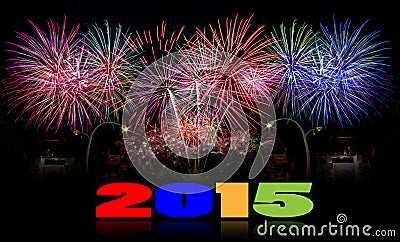 New year 2015 Firework Celebration Background Stock Photo