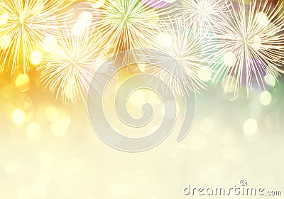 New year fireworks background and have copy space. Stock Photo