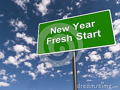 New year fresh start traffic sign Stock Photo