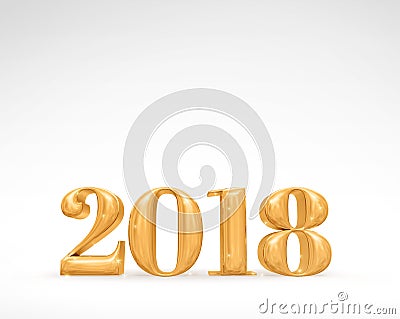 2018 new year glossy gold number 3d rendering on white studio Stock Photo