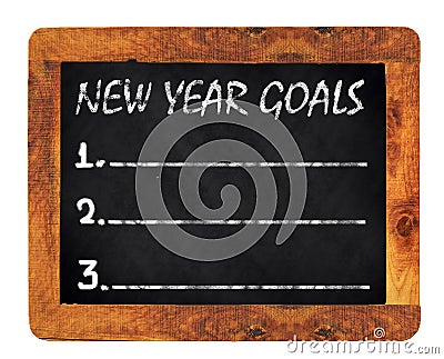 New year goals chalk on the blackboard Stock Photo