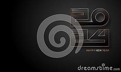 New year 2024 gold and black numbers. Decorative greeting card 2024 happy new year. Luxury Creative Christmas banner, vector Vector Illustration