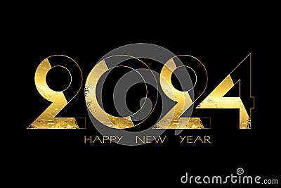 New year 2024 gold foil modern numbers. Decorative greeting card 2024 happy new year. Luxury Creative Christmas banner Vector Illustration