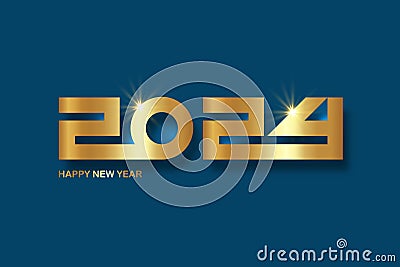 New year 2024 gold numbers Decorative greeting card 2024 happy new year Luxury Creative Christmas banner Vector Illustration