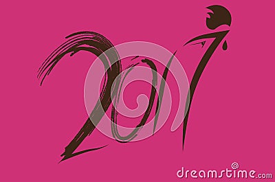 New year 2017 greeting card flat design as chicken form and shape. Stock Photo