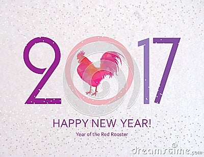 New Year Greeting Card with Symbol of 2017 on the Chinese Calendar. Vector Illustration