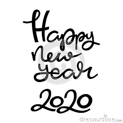 New year 2020 hand lettering Vector Illustration