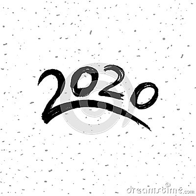 New year 2020 hand lettering illustration in grunge style Cartoon Illustration