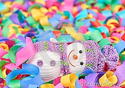 New Year 2016. Happy Snowman, party decoration Stock Photo