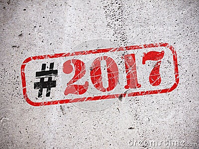 New Year 2017 hashtag Cartoon Illustration