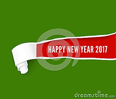 New Year hole in green cardboard Vector Illustration