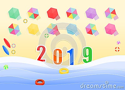 New year holiday on the beach Vector Illustration