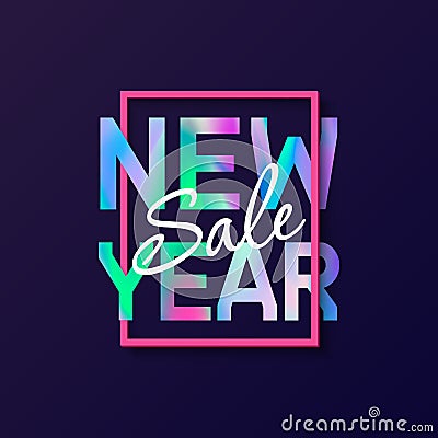 New Year holographic card Vector Illustration