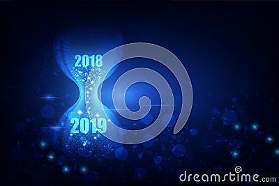 New Year 2019 with hourglass concept. vector illustration Vector Illustration