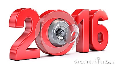 New Year 2016 with ignition key Stock Photo