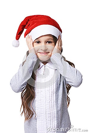 New Year. Little dwarf. Girl in cap Stock Photo