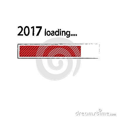 New year 2017 loading background, happy new year. Funny business concept: mail load. Red color. Space for your text. Stock Photo