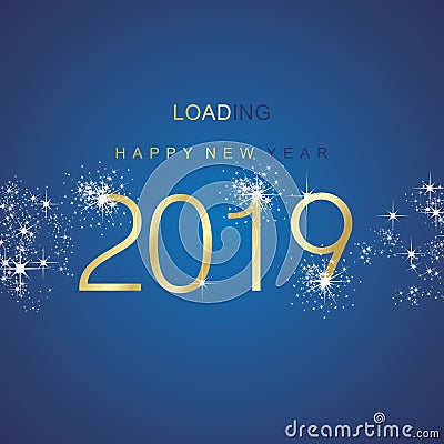 New Year 2019 loading spark firework gold blue vector Stock Photo
