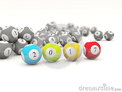 2017 New year lottery balls isolated on white Cartoon Illustration