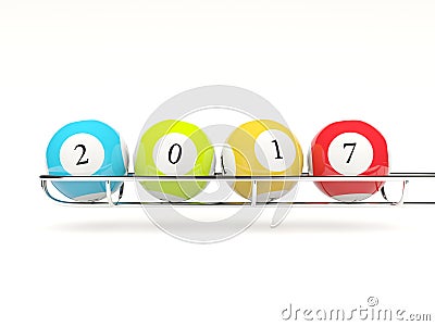 2017 New year lottery balls isolated on white Cartoon Illustration