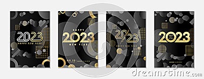 2023 New Year luxury creative posters set Vector Illustration