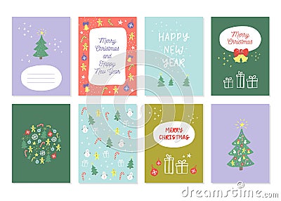 New Year and Merry Christmas decoration set. Stock Photo