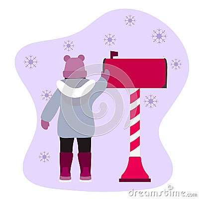 New Year 2020, Merry Christmas Santa mailbox Child Vector Illustration