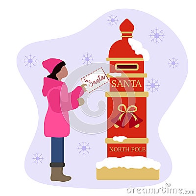 New Year 2020, Merry Christmas Santa mailbox Child Vector Illustration