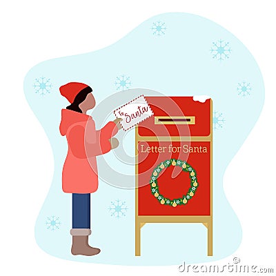 New Year 2020, Merry Christmas Santa mailbox Child Vector Illustration