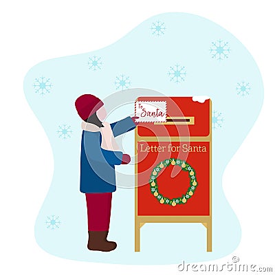 New Year 2020, Merry Christmas Santa mailbox Child Vector Illustration
