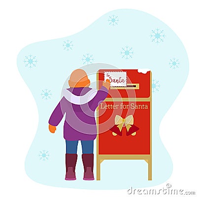 New Year 2020, Merry Christmas Santa mailbox Child Vector Illustration