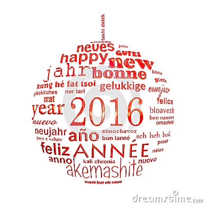 2016 new year multilingual text word cloud greeting card Stock Photo