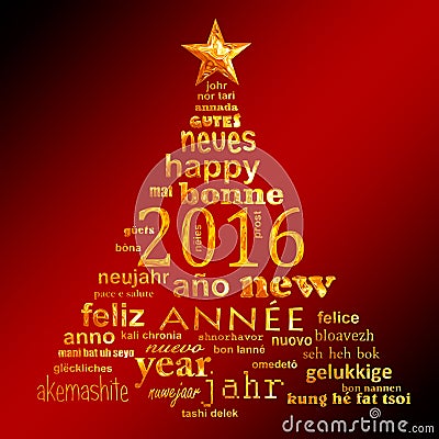 2016 new year multilingual text word cloud greeting card Stock Photo