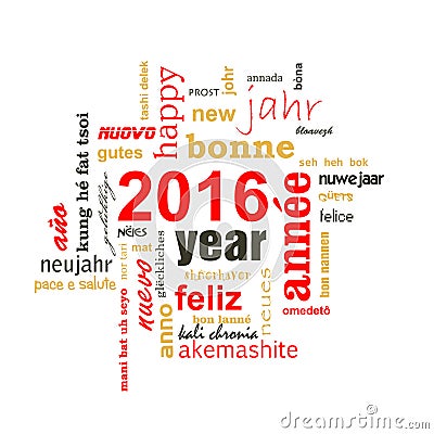 2016 new year multilingual text word cloud Stock Photo