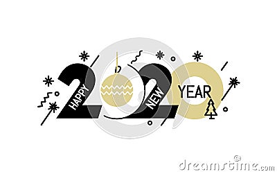 New Year emblem 2020 number design Vector Illustration