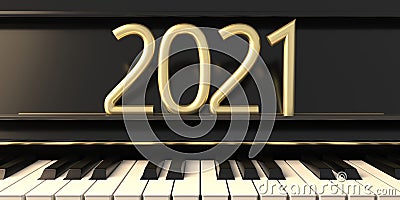 2021 new year number on piano keys. 3d illustration Cartoon Illustration