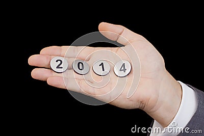 New 2014 year numbers in hand Stock Photo