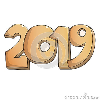 2019 new year numbers, vector eps 10 Cartoon Illustration