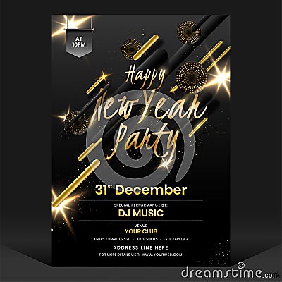 New Year Party Flyer Design with Woofer`s and Lighting Effect. Editorial Stock Photo