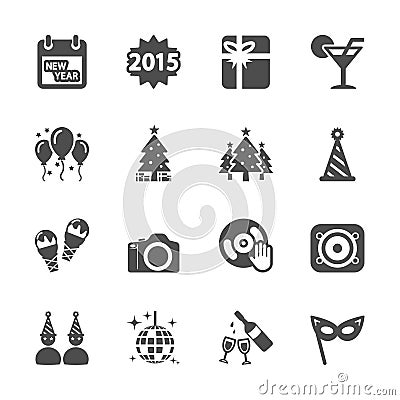 New year party icon set 2, vector eps10 Vector Illustration