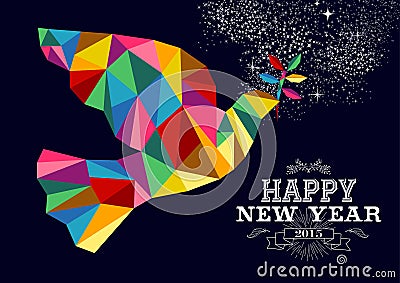 New Year 2015 peace dove card Vector Illustration