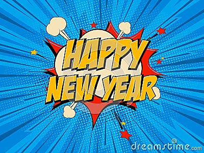 New Year pop art Vector Illustration