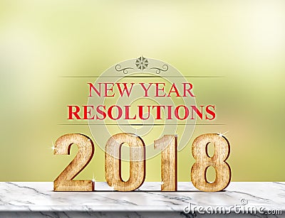 New year resolution 2018 3d rendering on marble table at green Stock Photo
