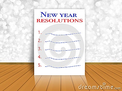 New year resolutions on bokeh wall background Stock Photo