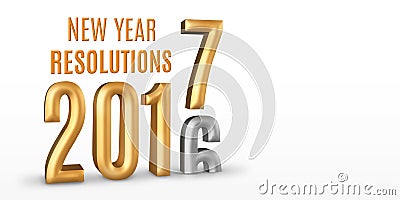 New Year Resolutions 2016 gold number year change to 2017 new ye Stock Photo