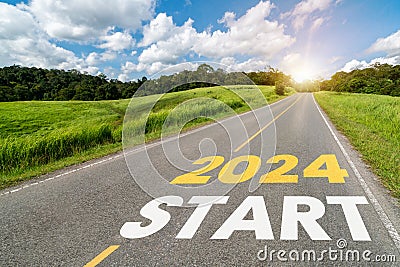 2024 New Year road trip travel and future vision bliss concept Stock Photo