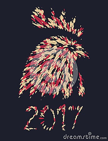 New-year-2017-rooster Vector Illustration