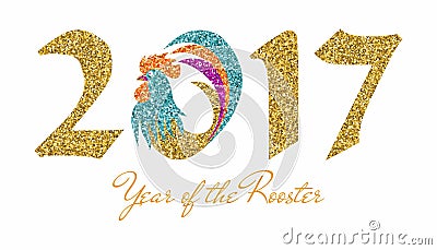 New 2017 - Year of the Rooster Vector Illustration