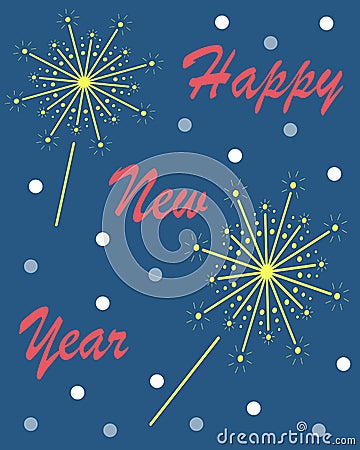 The New Year`s card with Bengal lights. Vector Illustration