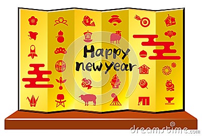 New Year's card, mascot, screen Vector Illustration